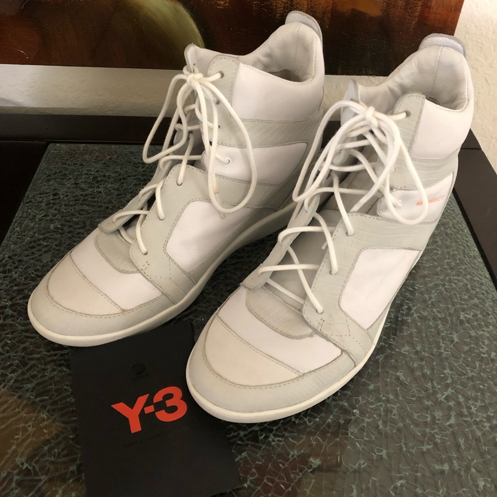 Y-3 Yohji Yamamoto white leather Wedge Sneakers